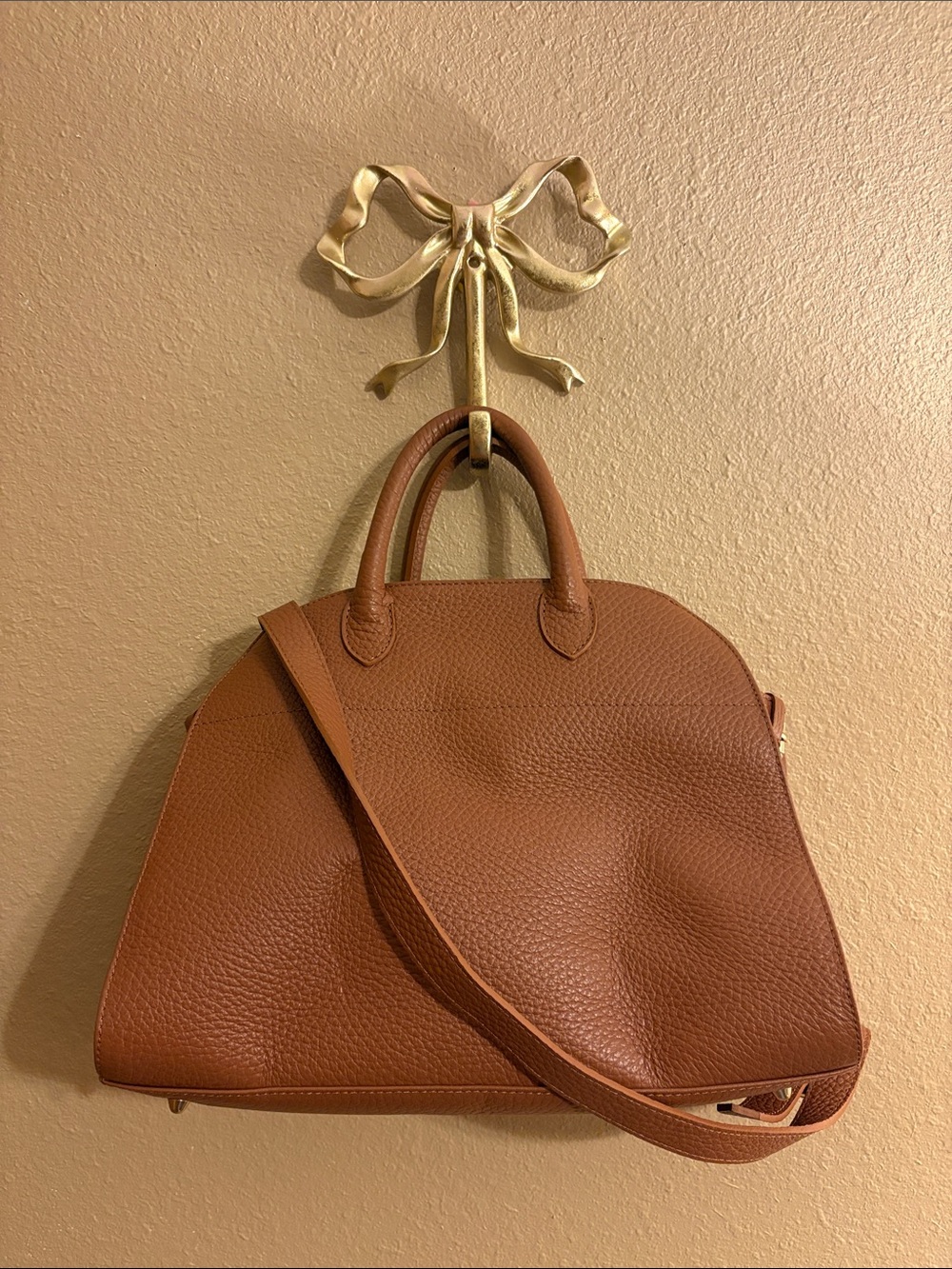 Genuine Italian Leather Women’s Classic  Satchel Bag - Brown